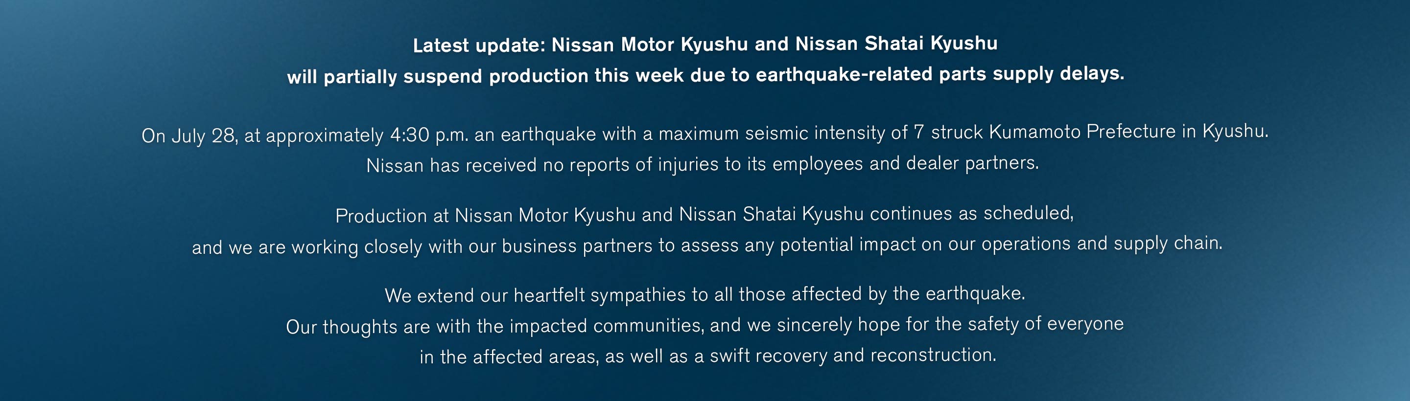 Kumamoto Earthquake report notice