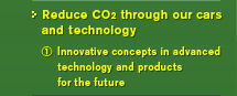Reduce CO2 through our cars and technology 
(1) Innovative concepts in advanced technology and products for the future 