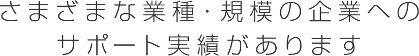 さまざまな業種・規模の企業へのサポート実績があります