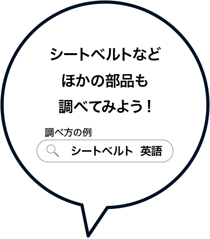 シートベルトなどほかの部品も調べてみよう！