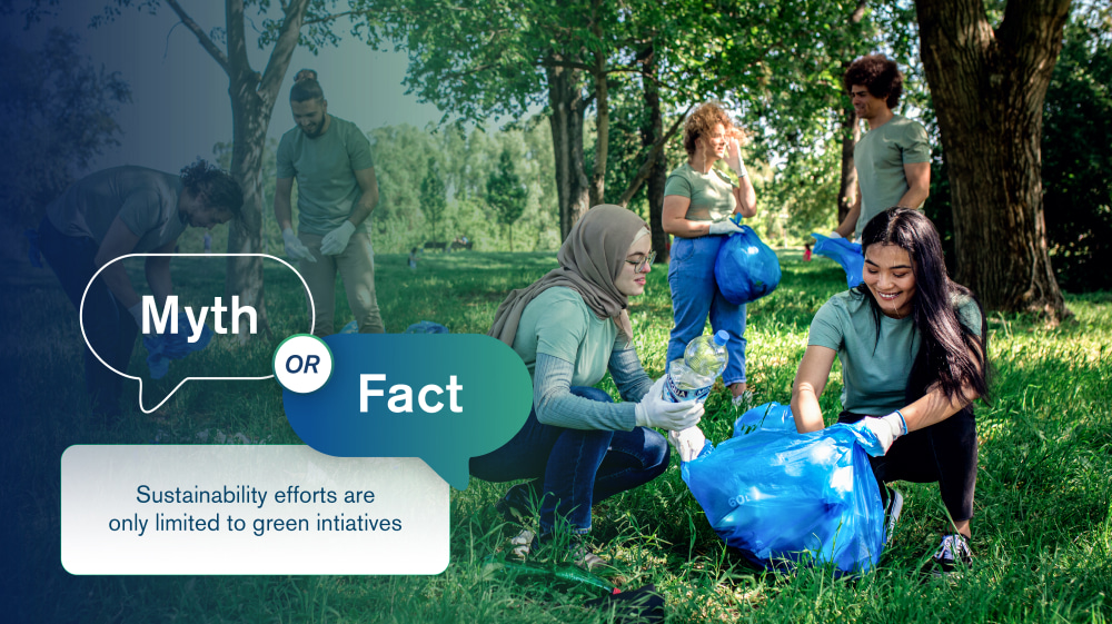 Myth #1: Sustainability efforts are only limited to green initiatives Myth #1: Sustainability efforts are only limited to green initiatives